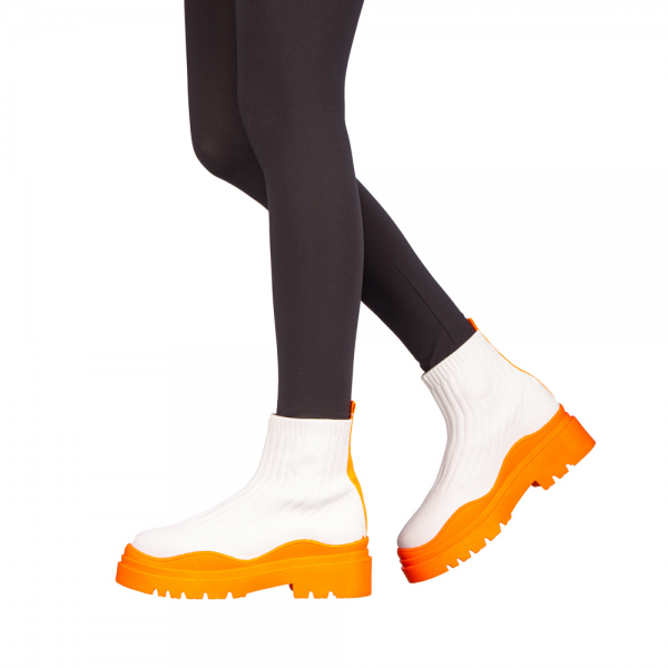 Pantofi sport dama Triza albe cu portocaliu, 4 - Kalapod.net